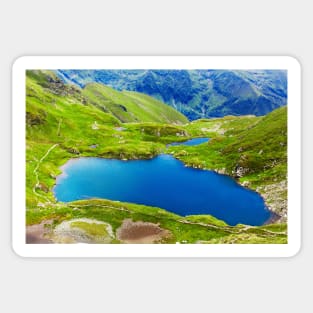 Lake and mountain (Capra Lake in Romania) Sticker